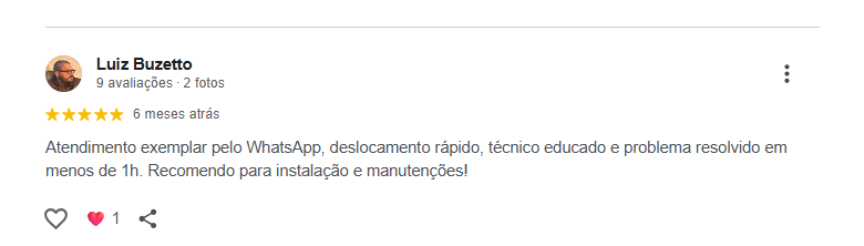 Print da avaliação de Luiz Buzetto no Google